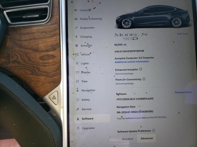 5YJSA1E25HF182149 - 2017 TESLA MODEL S 灰色 照片 9