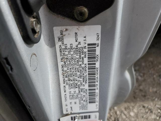 5TETX22N05Z114598 - 2005 TOYOTA TACOMA ACCESS CAB ვერცხლისფერი ფოტო 12