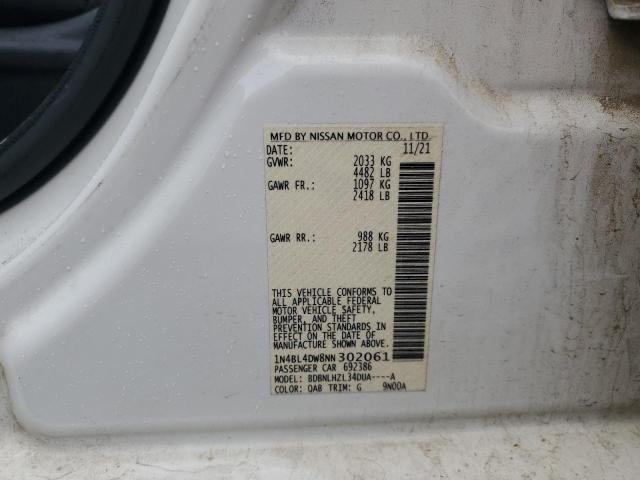 1N4BL4DW8NN302061 - 2022 NISSAN ALTIMA SV WHITE photo 13