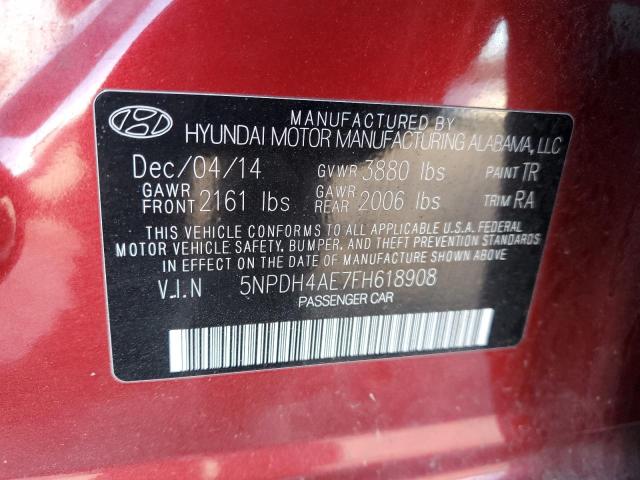 5NPDH4AE7FH618908 - 2015 HYUNDAI ELANTRA SE MAROON photo 12