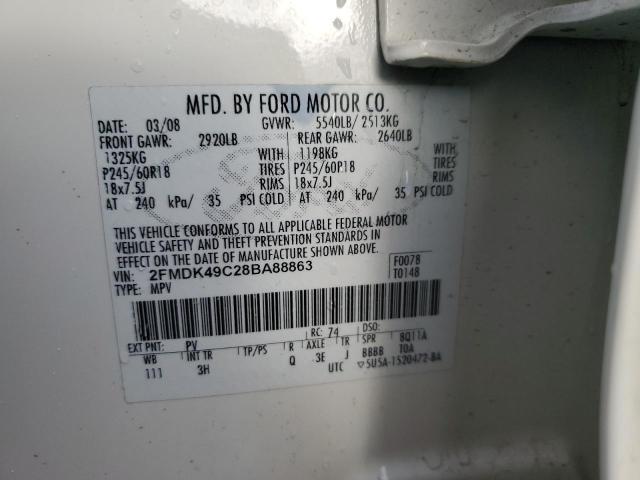 2FMDK49C28BA88863 - 2008 FORD EDGE LIMITED WHITE photo 13