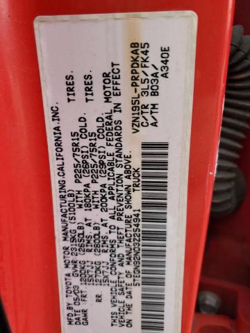 5TEGN92N03Z254941 - 2003 TOYOTA TACOMA DOUBLE CAB PRERUNNER RED photo 12