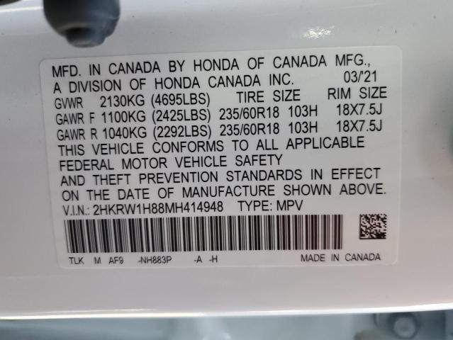 2HKRW1H88MH414948 - 2021 HONDA CR-V EXL WHITE photo 13