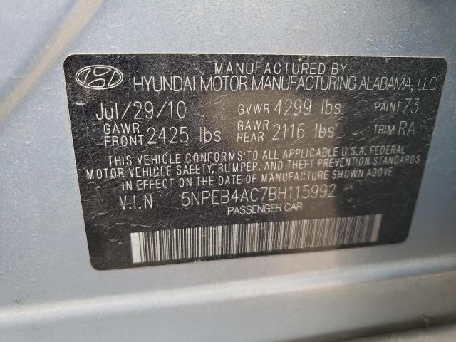 5NPEB4AC7BH115992 - 2011 HYUNDAI SONATA GLS SILVER photo 12