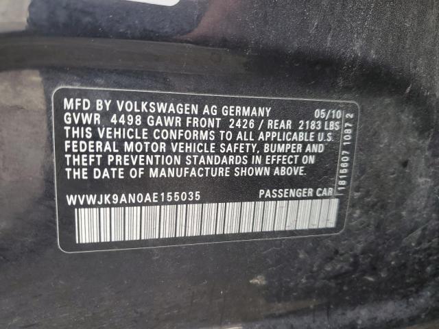 WVWJK9AN0AE155035 - 2010 VOLKSWAGEN PASSAT KOMFORT BLACK photo 12