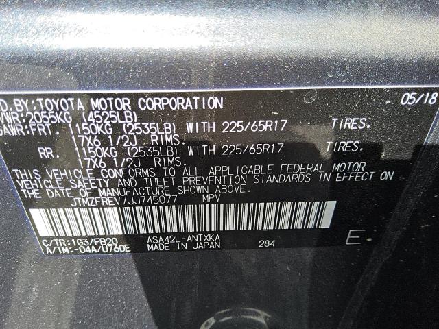 JTMZFREV7JJ745077 - 2018 TOYOTA RAV4 LE CHARCOAL photo 14