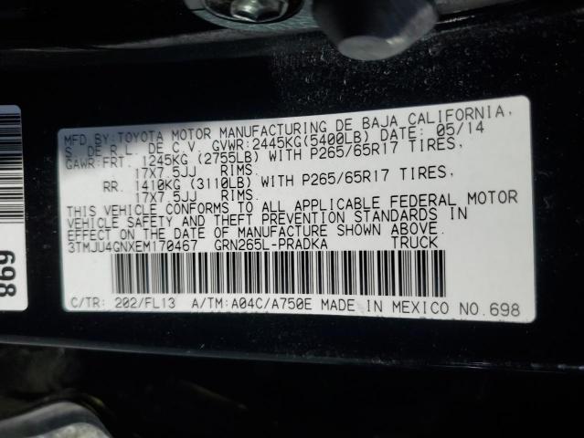 3TMJU4GNXEM170467 - 2014 TOYOTA TACOMA DOUBLE CAB PRERUNNER BLACK photo 12