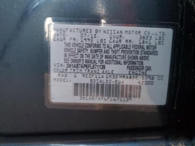 3N1AB7AP6FL671139 - 2015 NISSAN SENTRA S TEAL photo 12