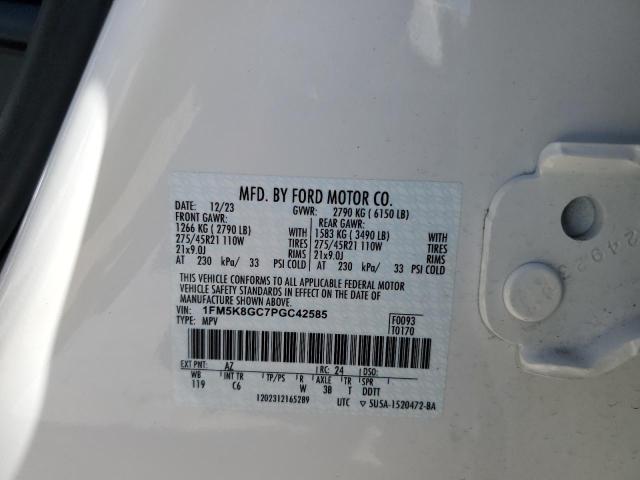 1FM5K8GC7PGC42585 - 2023 FORD EXPLORER ST WHITE photo 13