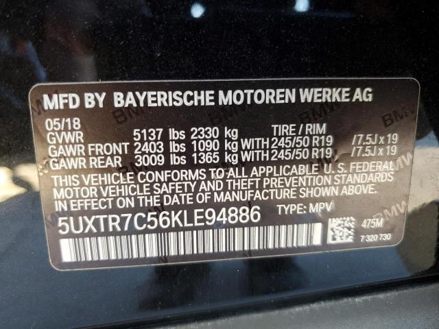 5UXTR7C56KLE94886 - 2019 BMW X3 SDRIVE30I BLACK photo 14