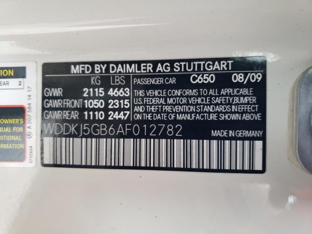 WDDKJ5GB6AF012782 - 2010 MERCEDES-BENZ E 350 WHITE photo 12