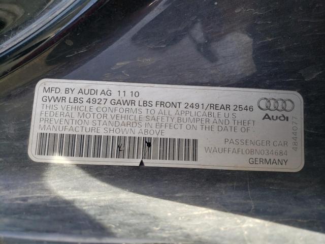 WAUFFAFL0BN034684 - 2011 AUDI A4 PREMIUM PLUS BLACK photo 12