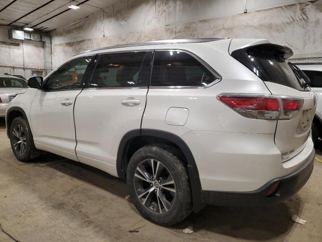 5TDJKRFHXGS256377 - 2016 TOYOTA HIGHLANDER XLE WHITE photo 2