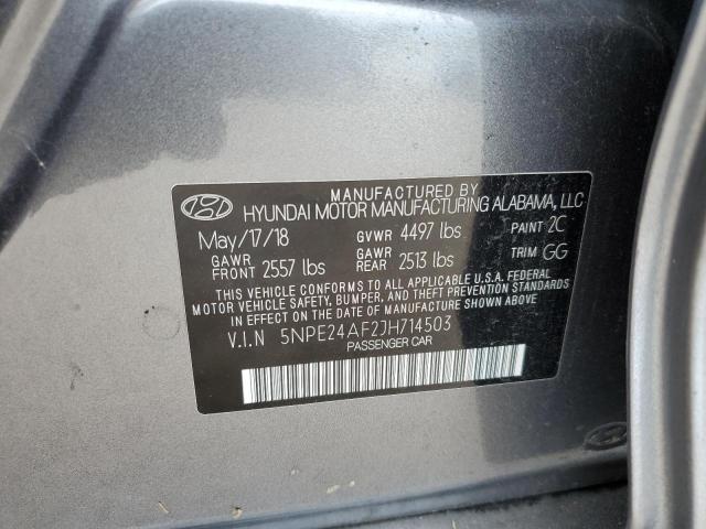 5NPE24AF2JH714503 - 2018 HYUNDAI SONATA SE GRAY photo 12