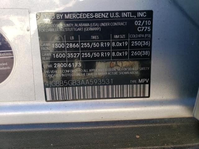 4JGBB5GB3AA593531 - 2010 MERCEDES-BENZ ML 350 SILVER photo 13