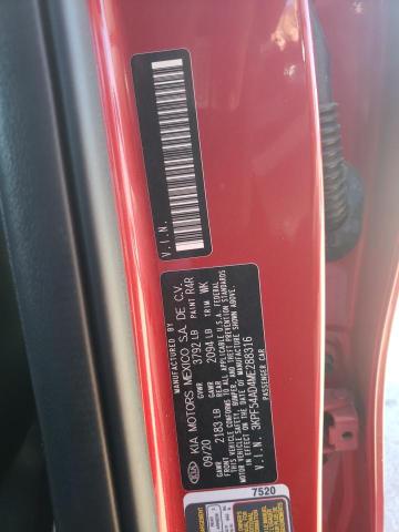 3KPF54AD4ME288316 - 2021 KIA FORTE EX RED photo 12