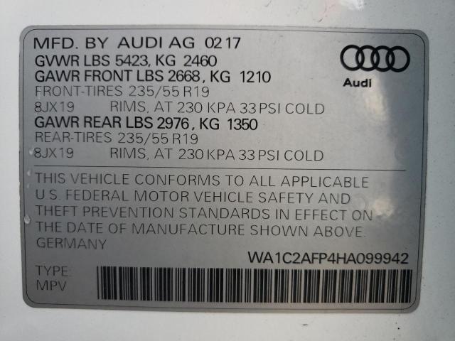 WA1C2AFP4HA099942 - 2017 AUDI Q5 PREMIUM WHITE photo 14