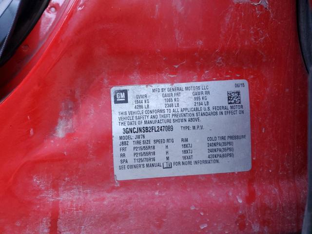 3GNCJNSB2FL247089 - 2015 CHEVROLET TRAX LTZ RED photo 13