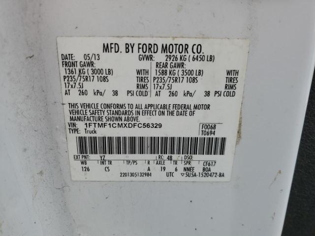 1FTMF1CMXDFC56329 - 2013 FORD F150 WHITE photo 12