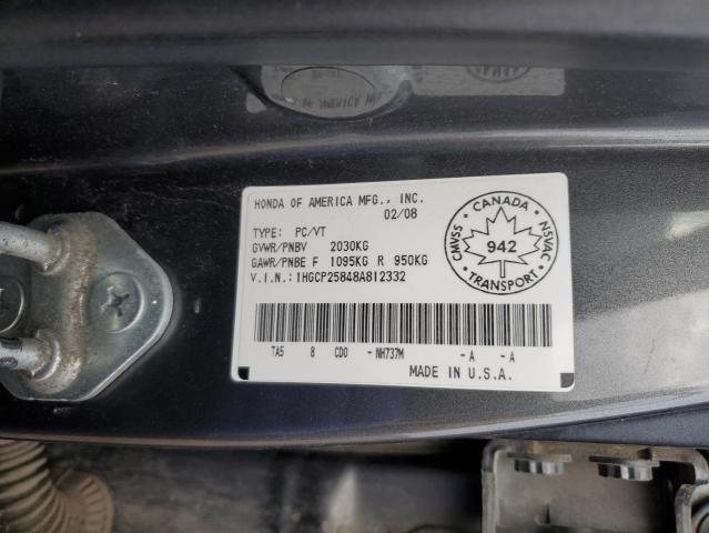 1HGCP25848A812332 - 2008 HONDA ACCORD EXL GRAY photo 12