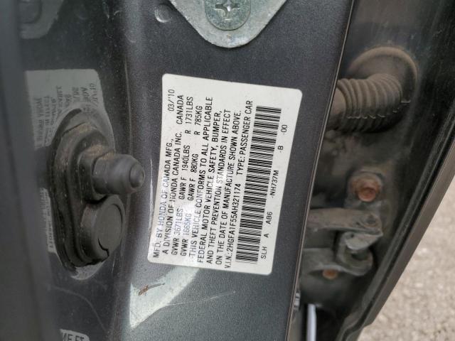 2HGFA1F55AH321174 - 2010 HONDA CIVIC LX GRAY photo 12