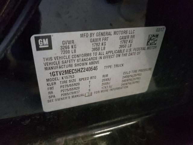 1GTV2MEC5HZ240646 - 2017 GMC SIERRA K1500 SLE BLACK photo 12