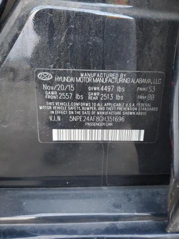 5NPE24AF8GH351696 - 2016 HYUNDAI SONATA SE BLACK photo 12