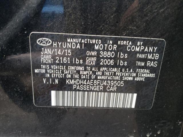 KMHDH4AE8FU439505 - 2015 HYUNDAI ELANTRA SE BLACK photo 12