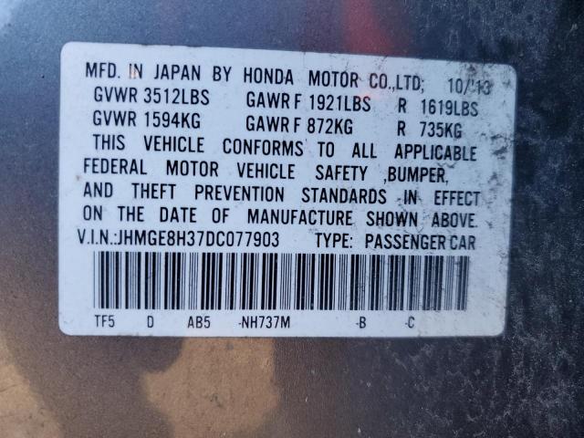 JHMGE8H37DC077903 - 2013 HONDA FIT GRAY photo 12