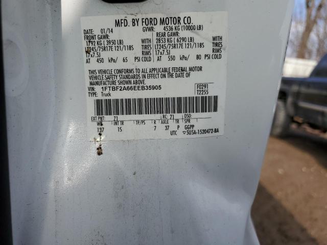 1FTBF2A66EEB35905 - 2014 FORD F250 SUPER DUTY WHITE photo 12