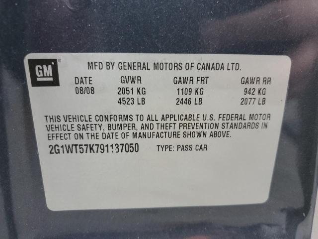 2G1WT57K791137050 - 2009 CHEVROLET IMPALA 1LT GRAY photo 13