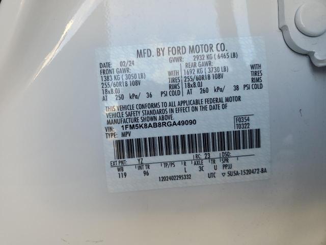 1FM5K8AB8RGA49090 - 2024 FORD EXPLORER POLICE INTERCEPTOR 白色 照片 12