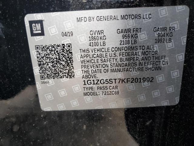 1G1ZG5ST7KF201992 - 2019 CHEVROLET MALIBU RS BLACK photo 13