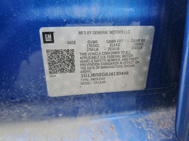 1G1JB5SG0J4130448 - 2018 CHEVROLET SONIC LS BLUE photo 13