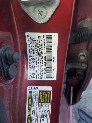 1HGFA16898L088214 - 2008 HONDA CIVIC EX MAROON photo 13