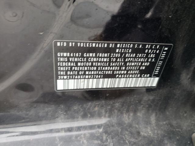 3VW217AUXFM027841 - 2015 VOLKSWAGEN GOLF BLACK photo 12