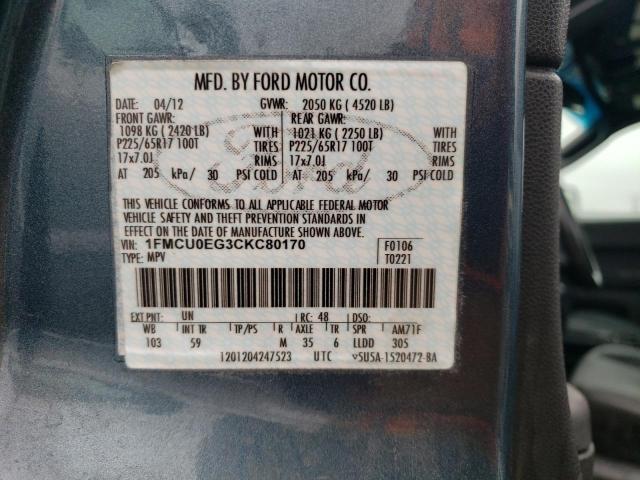 1FMCU0EG3CKC80170 - 2012 FORD ESCAPE LIMITED BLUE photo 14