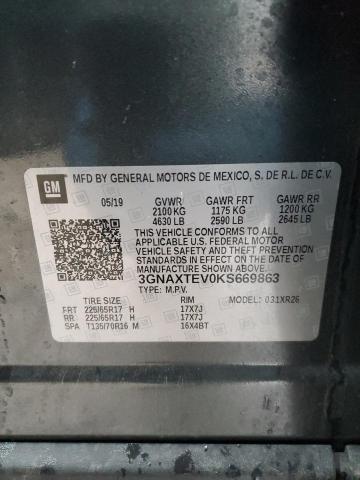 3GNAXTEV0KS669863 - 2019 CHEVROLET EQUINOX LT CHARCOAL photo 13