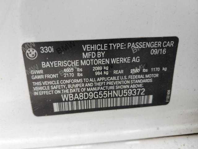 WBA8D9G55HNU59372 - 2017 BMW 330 XI WHITE photo 12