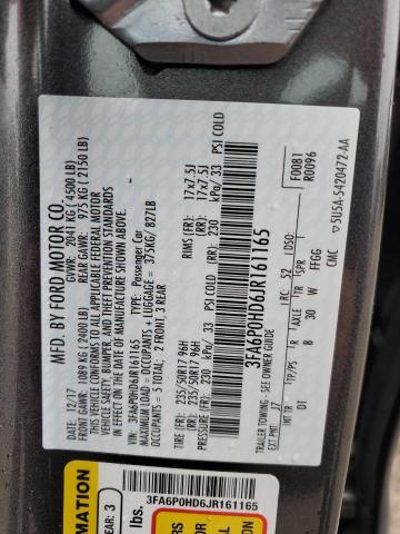 3FA6P0HD6JR161165 - 2018 FORD FUSION SE GRAY photo 13