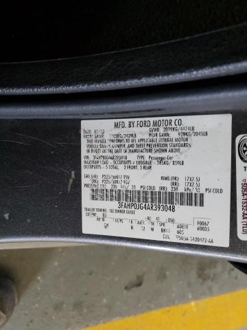 3FAHP0JG4AR393048 - 2010 FORD FUSION SEL GRAY photo 12