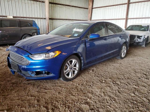 3FA6P0HD1JR260041 - 2018 FORD FUSION SE BLUE photo 1