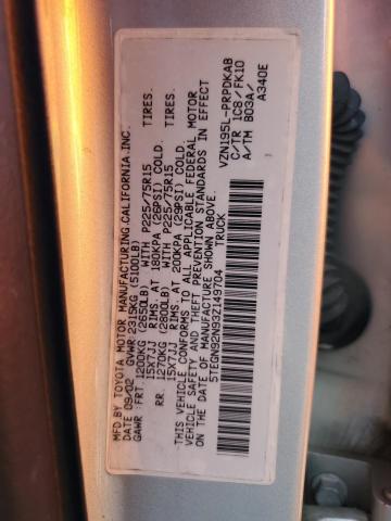 5TEGN92N93Z149704 - 2003 TOYOTA TACOMA DOUBLE CAB PRERUNNER GRAY photo 12