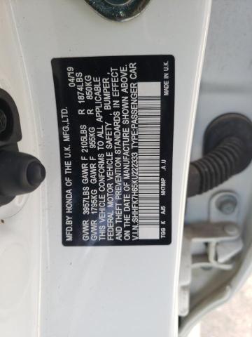 SHHFK7H65KU222333 - 2019 HONDA CIVIC EX WHITE photo 13