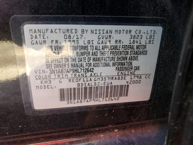 3N1AB7AP9HL712642 - 2017 NISSAN SENTRA S BLACK photo 12