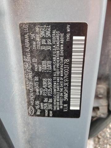 5NMSH13E97H003178 - 2007 HYUNDAI SANTA FE SE GRAY photo 14