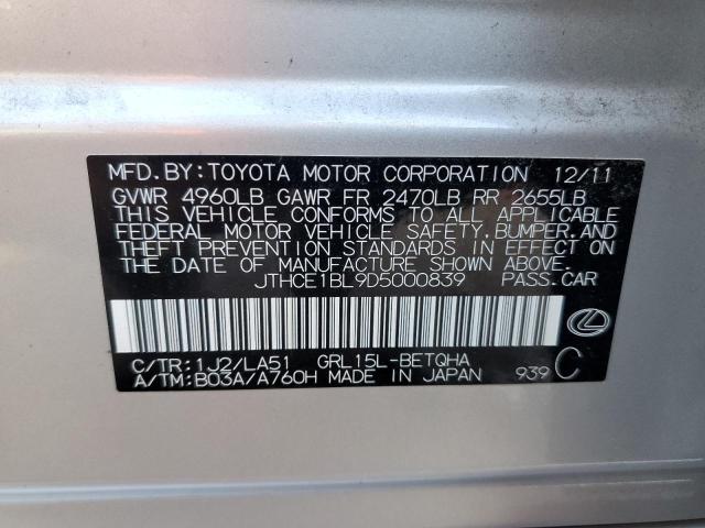 JTHCE1BL9D5000839 - 2013 LEXUS GS 350 SILVER photo 13