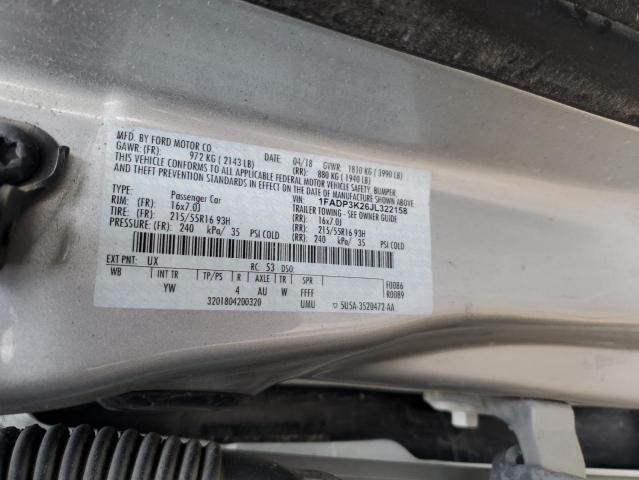 1FADP3K26JL322158 - 2018 FORD FOCUS SE SILVER photo 13