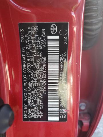 JTDKN3DUXD1725968 - 2013 TOYOTA PRIUS RED photo 12