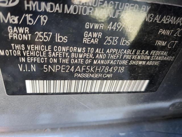 5NPE24AF5KH784918 - 2019 HYUNDAI SONATA SE GRAY photo 13